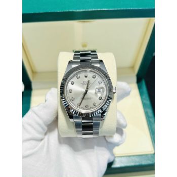 ĐỒNG HỒ NAM ROLEX OYSTER PERPETUAL 116334 SIZE 41MM MẶT TRẮNG CỌC KIM CƯƠNG ĐÃ QUA SỬ DỤNG