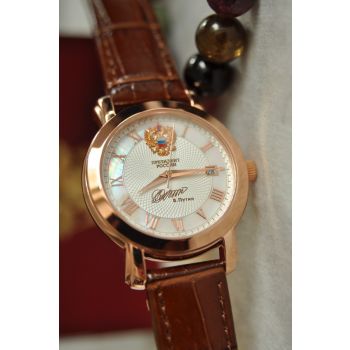 ĐỒNG HỒ POLJOT PRESIDENT - CHỮ KÝ TRÒN KHẢM TRAI VÀNG HỒNG