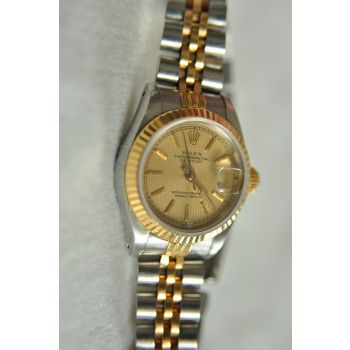 ROLEX DATEJUST NỮ 5 SỐ 69173 MẶT SỌC DEMI VÀNG 18K