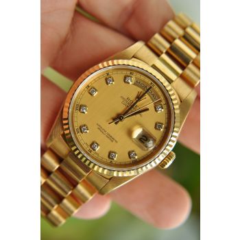 ĐỒNG HỒ ROLEX 18238 VÀNG ĐÚC 18K MẶT HẠT KIM CƯƠNG TO