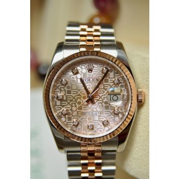 ROLEX 116231 MẶT VI TÍNH GẮN KIM CƯƠNG TO VÀNG HỒNG 18K