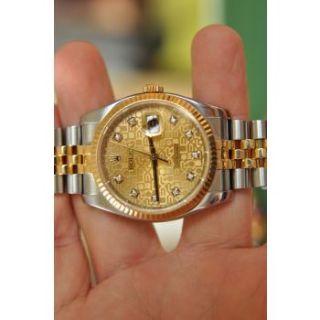 ROLEX 116233 MẶT VI TÍNH GẮN KIM CƯƠNG TO DEMI VÀNG 18K