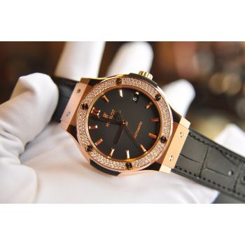 ĐỒNG HỒ HUBLOT CLASSIC FUSION BLACK KING GOLD DIAMONDS BENZEL NEW 100%