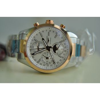 ĐỒNG HỒ LONGINES CONQUEST CLASSIC L2.798.5.72.7 CHRONOGRAPH TRĂNG SAO DEMI VÀNG HỒNG 18K