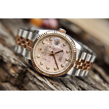 ĐỒNG HỒ NAM ROLEX DATEJUST 116231 MẶT VI TÍNH HỒNG DEMI VÀNG HỒNG ĐÚC 18K