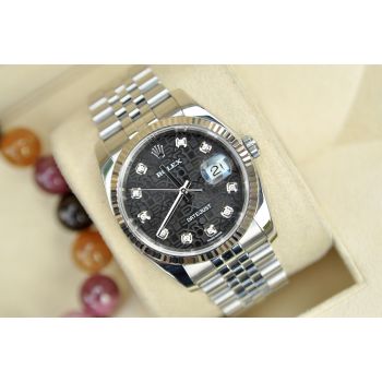 ĐỒNG HỒ NAM ROLEX DATEJUST 116234 MẶT VI TÍNH ĐEN SIZE 36MM FULL BOX 2017