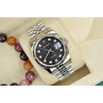 ĐỒNG HỒ NAM ROLEX DATEJUST 116234 MẶT VI TÍNH ĐEN SIZE 36MM FULL BOX 2017