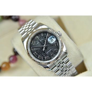 ĐỒNG HỒ NAM ROLEX DATEJUST 116234 MẶT VI TÍNH ĐEN STEEL 36MM FULL BOX