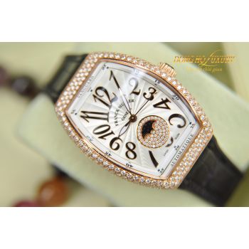 ĐỒNG HỒ NỮ FRANCK MULLER VANGUARD V32 MOONPHASE VÀNG HỒNG 18K NEW 2019