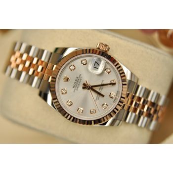 ĐỒNG HỒ NỮ ROLEX DATEJUST 178271 MẶT HỒNG TIA DEMI VÀNG HỒNG ĐÚC 18K NEW FULLBOX 2018