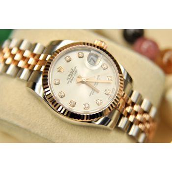 ĐỒNG HỒ NỮ ROLEX DATEJUST 178271 MẶT HỒNG TIA DEMI VÀNG HỒNG ĐÚC 18K NEW FULLBOX 2018