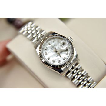 ĐỒNG HỒ NỮ ROLEX DATEJUST 179174 MẶT KHẢM ỐC CỌC SỐ KIM CƯƠNG SIZE 26MM