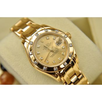 ĐỒNG HỒ NỮ ROLEX DATEJUST PEARLMASTER AUTOMATIC 69318 VÀNG KHỐI 18K