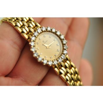 ĐỒNG HỒ WALTHAM NỮ VÀNG ĐÚC 18K GẮN KIM CƯƠNG