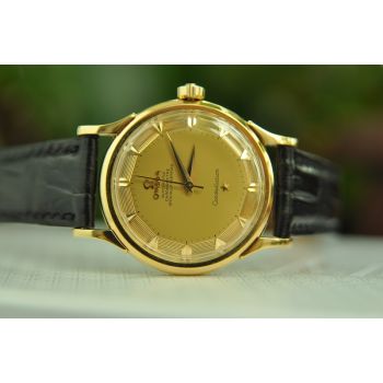 ĐỒNG HỒ OMEGA CONSTELLATION BÁT QUÁI MẶT SỐ CỌC MŨI RUỘNG BẬC THANG VÀNG ĐÚC 18K