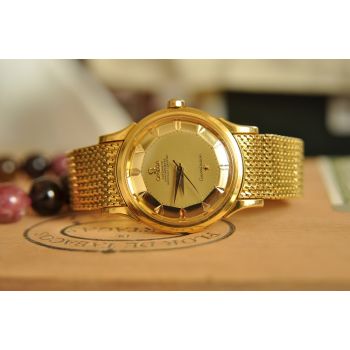 ĐỒNG HỒ OMEGA CONSTELLATION BÁT QUÁI MẶT SỐ CỌC MŨI TÊN VÀNG ĐÚC 18K