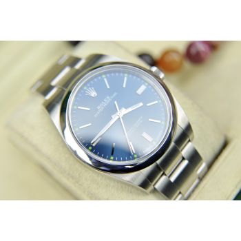 ĐỒNG HỒ ROLEX 114300 OYSTER PERPETUAL STELL SIZE 39MM MẶT TIA XANH FULL BOX 2016