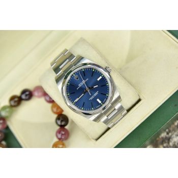 ĐỒNG HỒ ROLEX 114300 OYSTER PERPETUAL STELL SIZE 39MM MẶT TIA XANH FULL BOX 2016