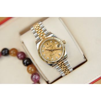 ĐỒNG HỒ ROLEX 178273 DATEJUST SIZE 31MM MẶT VI TÍNH DEMI VÀNG ĐÚC 18K