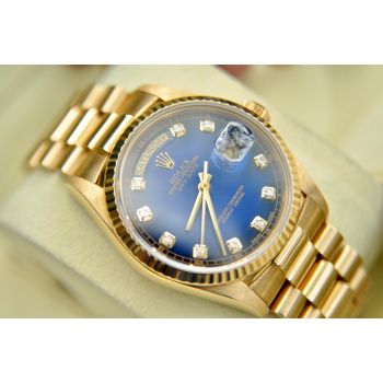 ĐỒNG HỒ ROLEX 18038 DAY DATE PRESIDENT MẶT XANH CỌC SỐ KIM CƯƠNG