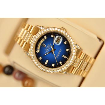 ĐỒNG HỒ ROLEX 18238 DAY DATE PRESIDENT XANH CỌC SỐ KIM CƯƠNG VÀNG KHỐI 18K