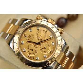 ĐỒNG HỒ ROLEX COSMOGRAPH DAYTONA 116523, 40MM DEMI VÀNG ĐÚC 18K