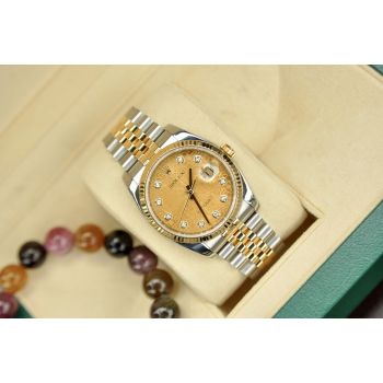 ĐỒNG HỒ ROLEX DATEJUST 116233 MẶT VI TÍNH DEMI VÀNG ĐÚC 18K FULL BOX 2016