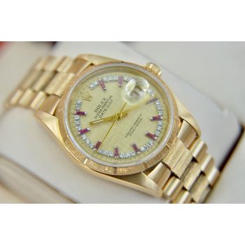 ĐỒNG HỒ ROLEX DAYDATE 118235 MẶT KHẢM ỐC TÍM VÀNG HỒNG NGUYÊN KHỐI 18K