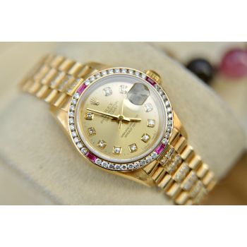ĐỒNG HỒ ROLEX DATEJUST 69178 VÀNG KHỐI 18K ĐÍNH KIM CƯƠNG SIZE 26MM