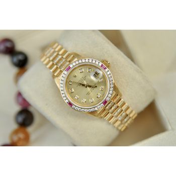 ĐỒNG HỒ ROLEX DATEJUST 69178 VÀNG KHỐI 18K ĐÍNH KIM CƯƠNG SIZE 26MM