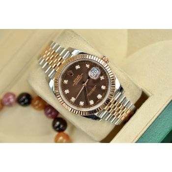 ĐỒNG HỒ ROLEX DATEJUST II 126331 MẶT CHOCOLATE KIM CƯƠNG DEMI VÀNG HỒNG 18K