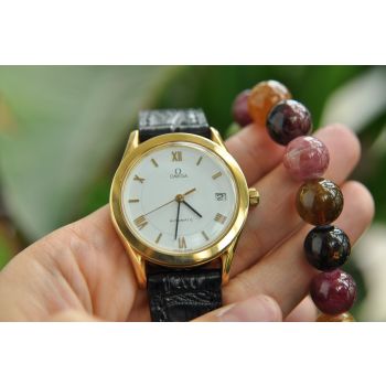 ĐỒNG HỒ OMEGA AUTOMATIC VÀNG ĐÚC 18K MẶT TRẮNG SỨ