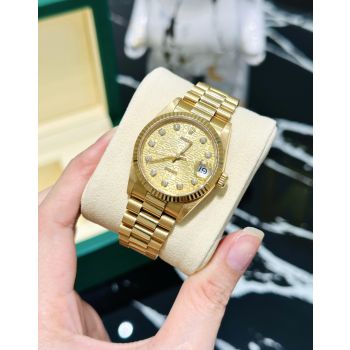 Rolex 68278 mặt vi tính vàng size 31mm cọc số kim cương, vàng đúc 18k