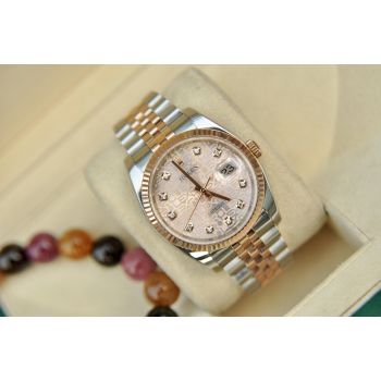 ĐỒNG HỒ NAM ROLEX DATEJUST 116231 MẶT VI TÍNH HỒNG DEMI VÀNG HỒNG ĐÚC 18K