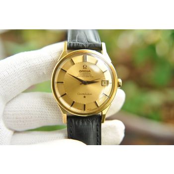 ĐỒNG HỒ OMEGA CONSTELLATION BÁT QUÁI CÀNG GÃY CỌC ĐÁ ĐEN VÀNG ĐÚC 18K
