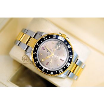 ĐỒNG HỒ NAM 5 SỐ ROLEX GMT-MASTER II 16713 CỌC SỐ RUBY, KIM CƯƠNG