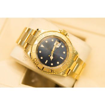 ĐỒNG HỒ ROLEX YACHT-MASTER 16628 - VÀNG KHỐI 18K MẶT CHẢI TIA XANH XÁM