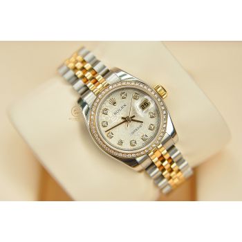 ĐỒNG HỒ NỮ ROLEX DATEJUST 179173 MẶT VI TÍNH TRẮNG CỌC SỐ KIM CƯƠNG XA XỈ - ĐÃ QUA SỬ DỤNG
