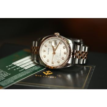 ĐỒNG HỒ NAM ROLEX OYSTER PERPETUAL 116231 DATEJUST 36 MM MẶT VI TÍNH TRẮNG