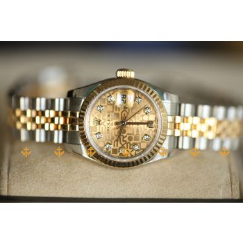 Đồng hồ Rolex Lady-Datejust 179173 Mặt vi tính vàng nạm kim cương