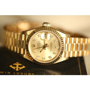 Đồng hồ Rolex Lady-Datejust 69178 Mặt số vàng nạm kim cương