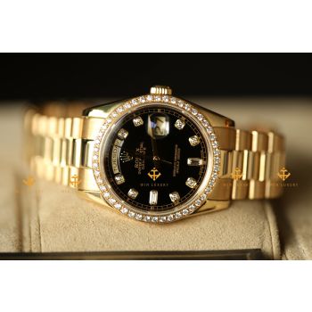 ĐỒNG HỒ ROLEX PRESIDENT DAY-DATE 118238 MẶT ĐEN  KIM CƯƠNG