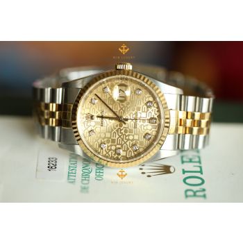 ĐỒNG HỒ ROLEX OYSTER PERPETUAL 16233 DATEJUST MẶT VI TÍNH VÀNG - HÀNG SƯU TẦM, FULL BOX